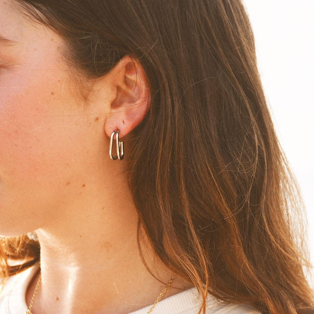 Double Dip Silver Hoops