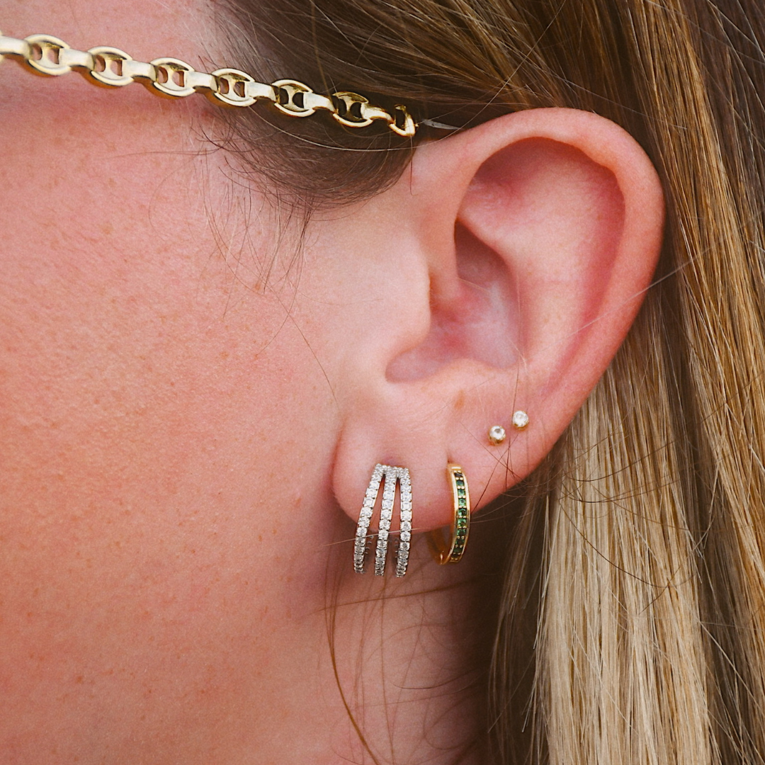 First Class Silver Triple Hoops