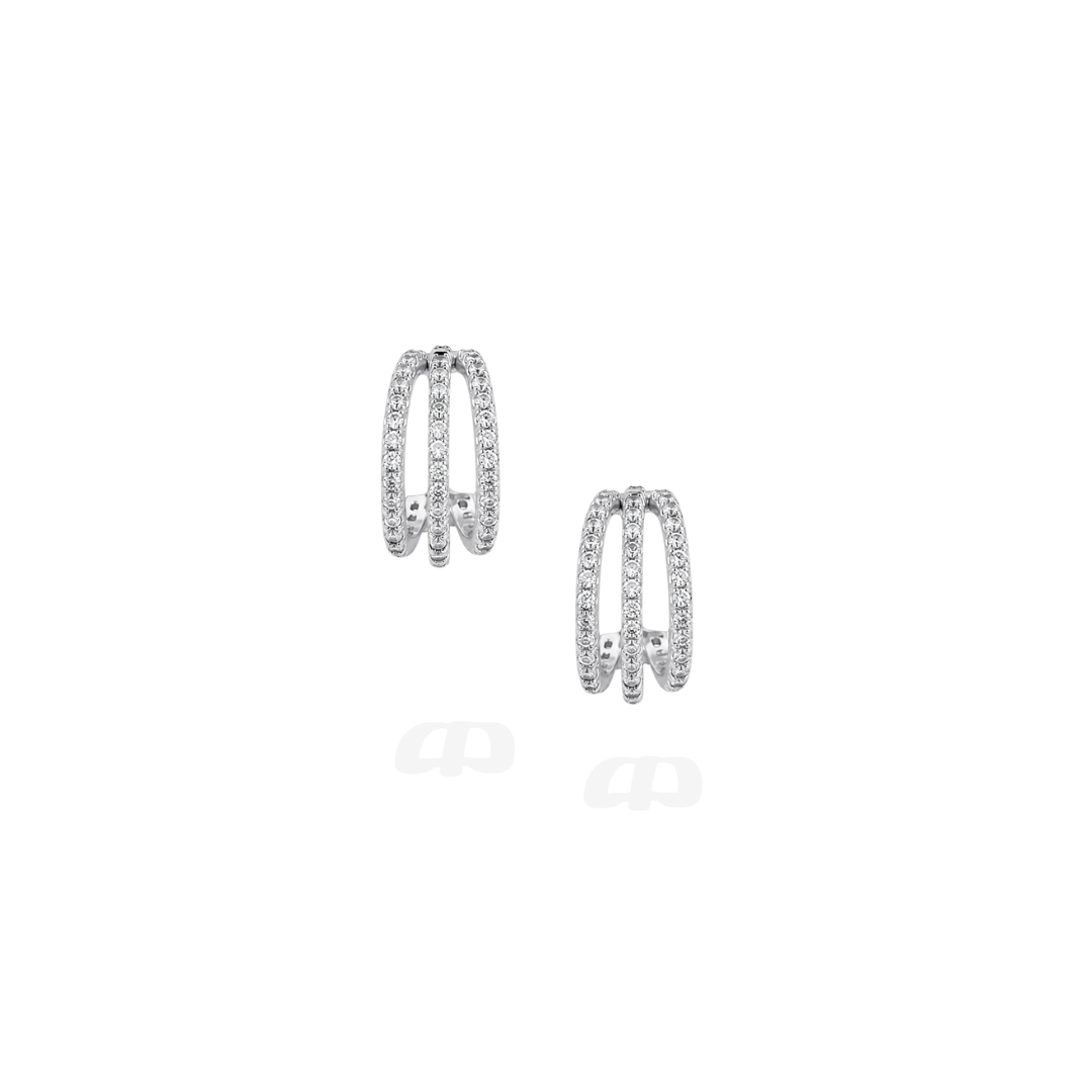 Aros Pequeños Triples De Plata Rellenos De Oro De 18k