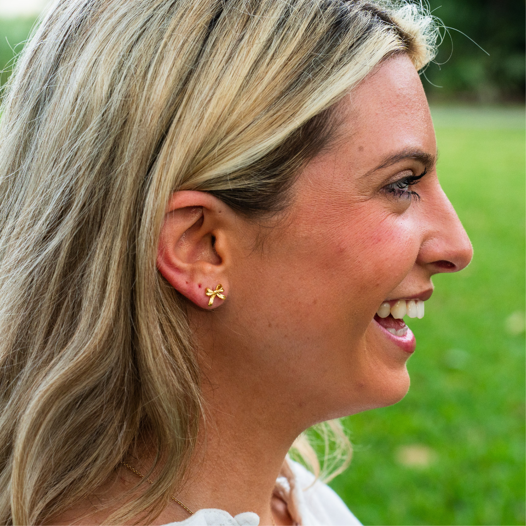 Sweet Tiny Bows Gold Studs