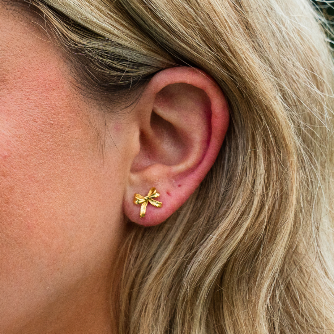Sweet Tiny Bows Gold Studs