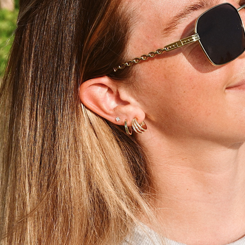 First Class Gold Triple Hoops – Full Herizon